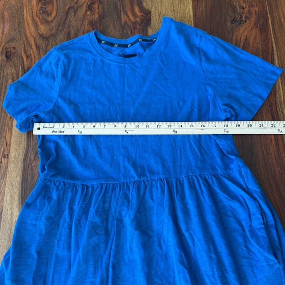 GAP Tiered Cotton T-Shirt Dress Nautical Blue Short Sleeve Size L NWT - Picture 3 of 8